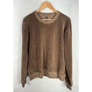 04651/A Trip in a Bag Men's Medium Brown Ribbed Velour Long‎ Sleeve Sweatshirt